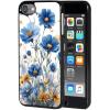 AIRWEE Slim Back Cover Hard Plastic Protector Case for Apple iPod Touch 5th/6th/7th Generation for Women Girl Men, Blue Wildflower view 1