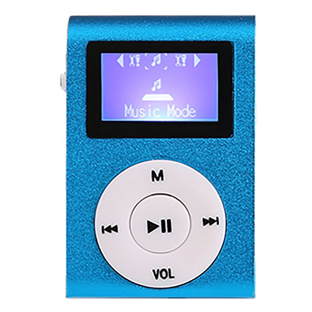 MP3 Music Player 128M Song Card Portable Mini Music Player with Metal Shell for Students Sports Running Blue