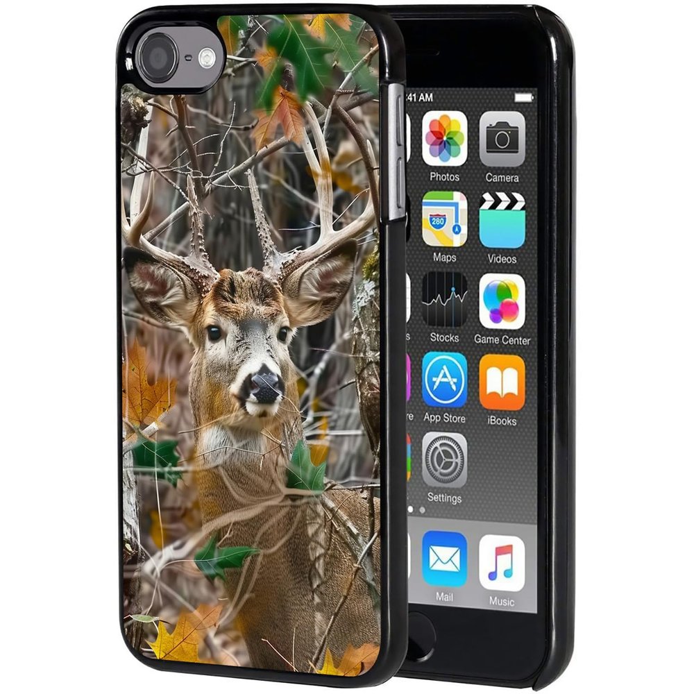 for iPod Touch 7 Case,Touch 6/5 Case,AIRWEE Slim Back Cover Hard Plastic Protector Case for Apple iPod Touch 5th/6th/7th Generation for Women Girl Men, Camouflaged Tree Deer