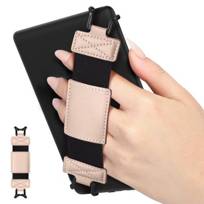 MoKo Soft Hand Strap for 6-8" Kindle eReaders Fire Tablet Kindle/Kobo/Voyaga/Sony Kindle E-Book Tablet, Black High-Elasticity Versatile Hand Strap Lightweight Finger Grip Holder, Rose Gold