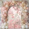 Aerdce Spring Pink Floral Arch Backdrop Cover Castle Theme Stretchy Arched Stands Covers for Princess Birthday Party Fairy Tale and Fantasy Events Decoration(Only Cover) view 2