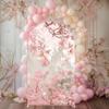 Aerdce Spring Pink Floral Arch Backdrop Cover Castle Theme Stretchy Arched Stands Covers for Princess Birthday Party Fairy Tale and Fantasy Events Decoration(Only Cover) view 3
