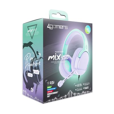 4Gamers Panther Wave - Over Ear Gaming Headset Compatible with PS4/PS5, Xbox, Switch, PC with Flexible Mic, 3.5mm Jack, 1.5m Cable, Lightweight, Comfortable and Durable (Mint & Lavendar)