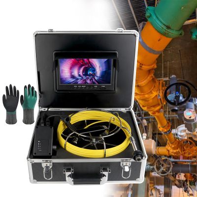 pedenencelia Sewer Pipe Camera/Sewer Camera Video,with One Pair of Gloves,A Fully Padded Case,Drain Inspection Camera,9" LCD Screen Sun Visor,Adjustable Viewing110,for Draining Pipes,15m