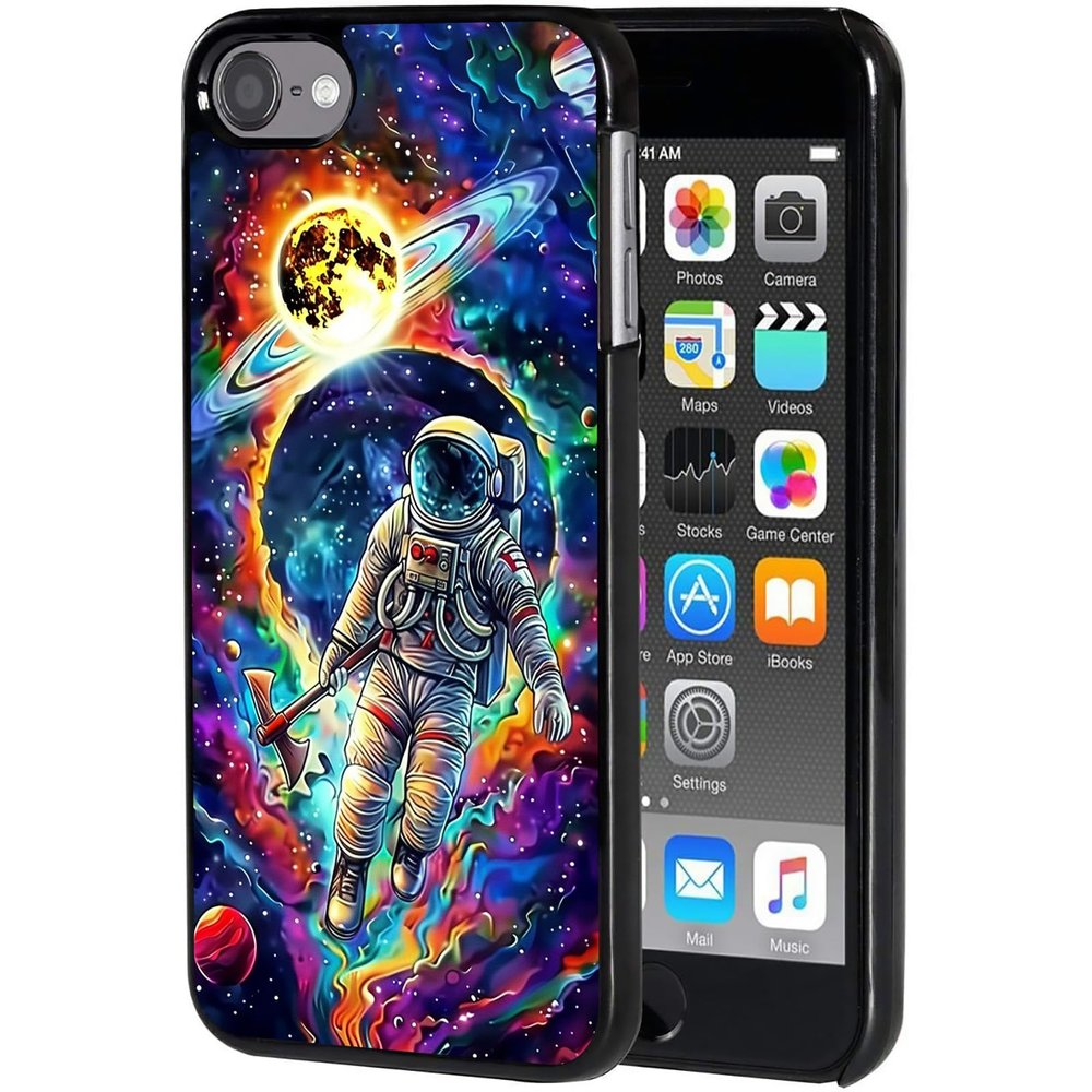AIRWEE Slim Back Cover Hard Plastic Protector Case for Apple iPod Touch 5th/6th/7th Generation for Women, Space Colorful
