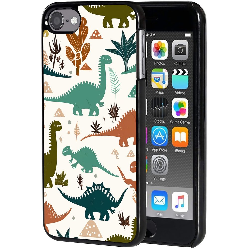 for iPod Touch 7 Case,Touch 6/5 Case,AIRWEE Slim Back Cover Hard Plastic Protector Case for Apple iPod Touch 5th/6th/7th Generation for Women Girl Men, Dinosaurs