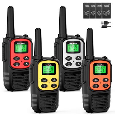 MaxTalker Walkie Talkies for Adults,Rechargeable Walkie Talkies Long Range,Two Way Radios with 22 FRS Channels,Li-ion Battery,USB-C Cable,Flashlight,NOAA,VOX Walkie Talkie for Camping 4 Pack