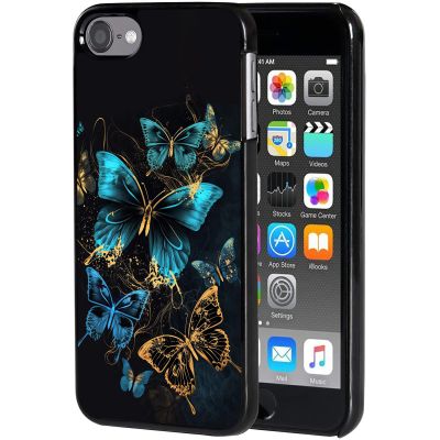 for iPod Touch 7 Case,Touch 6/5 Case,AIRWEE Slim Back Cover Hard Plastic Protector Case for Apple iPod Touch 5th/6th/7th Generation for Women Girl Men, Blue Butterfly