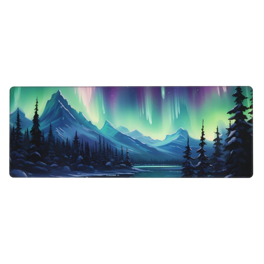 WHJYMX Northern Lights Painting Printing Mousepad 11.8x31.5 in Gaming Large Mouse Pad Non Slip Rubbe Accessories for Computers Laptop Office Home
