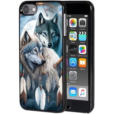 for iPod Touch 7 Case,Touch 6/5 Case,AIRWEE Slim Back Cover Hard Plastic Protector Case for Apple iPod Touch 5th/6th/7th Generation for Women Girl Men, Wolf Lover