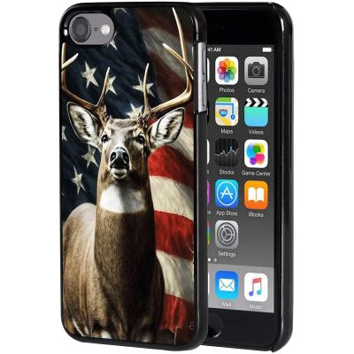 AIRWEE Slim Back Cover Hard Plastic Protector Case for Apple iPod Touch 5th/6th/7th Generation - American Flag Deer