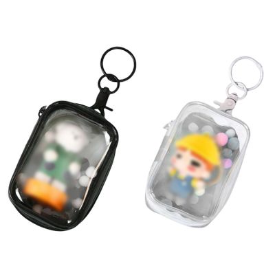 ANKOMINA 2PCS Clear Figure Display Bag Portable Zipper Small Hanging Blind Box Doll Storage Bag Keychain Pompom Organizer Case