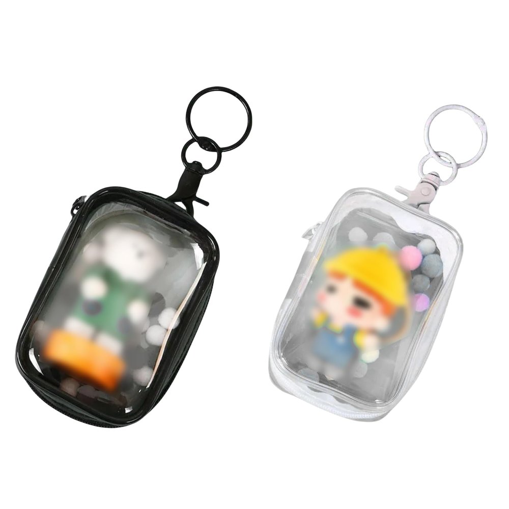 ANKOMINA 2PCS Clear Figure Display Bag Portable Zipper Small Hanging Blind Box Doll Storage Bag Keychain Pompom Organizer Case