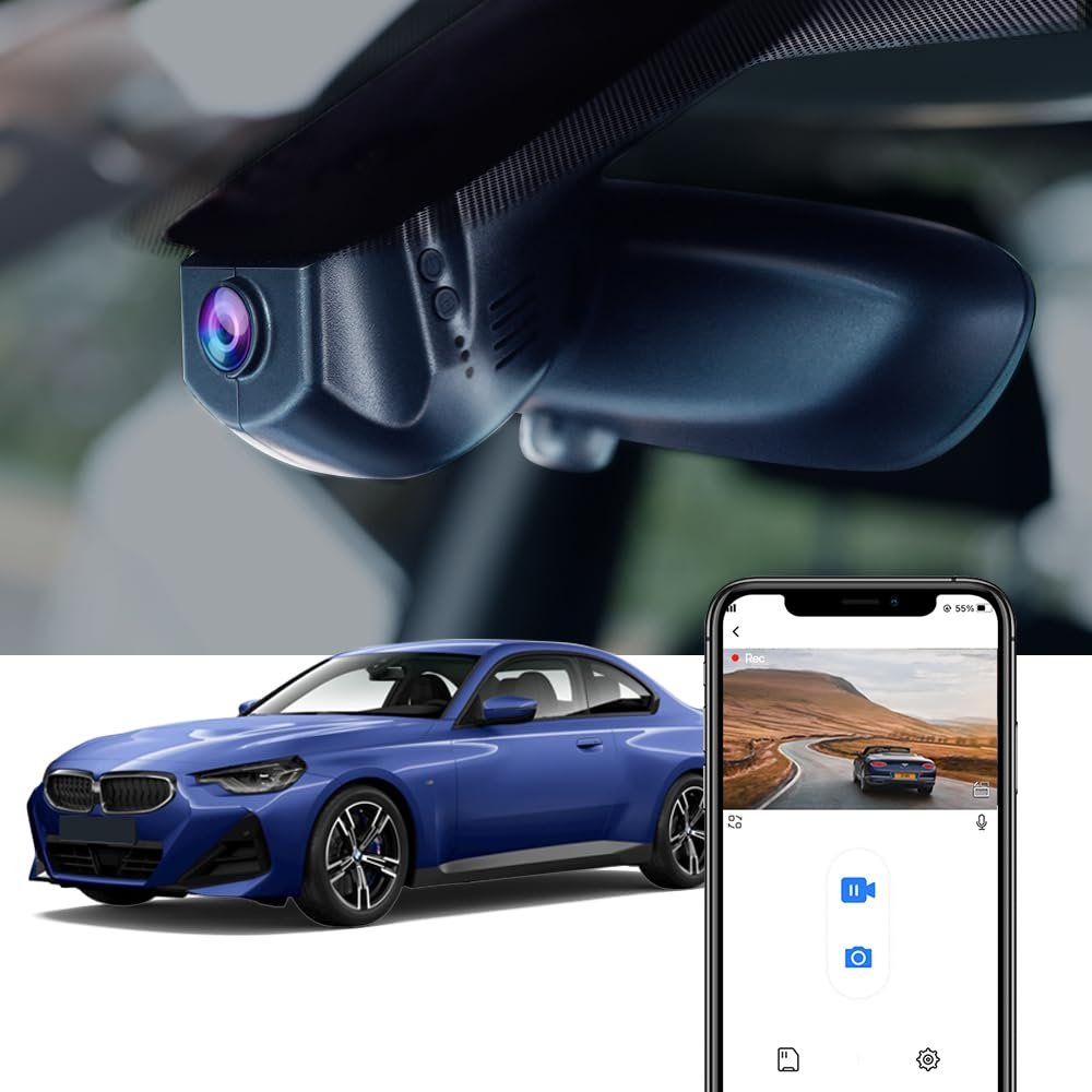 Fitcamx 4K Dash Cam Compatible with BMW 2 Series (HD2-4700) 228i 230i M235i M240i Xdrive, OEM Factory Look, 2160P UHD Video, Built-in WiFi & APP, Loop Recording, G-Sensor, Plug & Play, 64GB Card