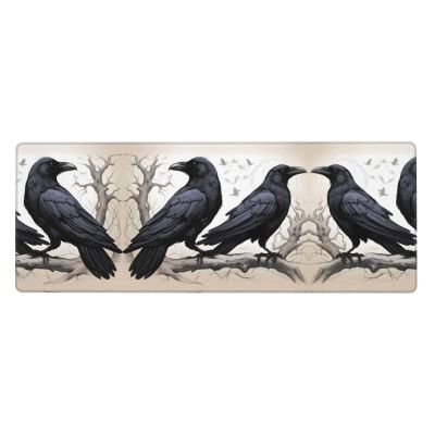 WHJYMX Cartoon Black Ravens Printed Mousepad 11.8x31.5 in Gaming Large Mouse Pad Non Slip Rubbe Accessories for Computers Laptop Office Home