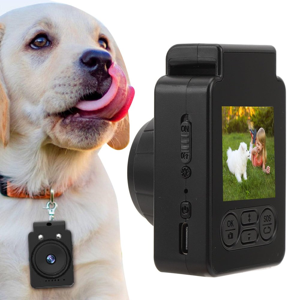 Mini Action Camera 1080P, 2K Action Camera with 1.5 Screen, 120 Wide Angle Lens, Loop Recording, Long Lasting 180 Mins, HD Pet Camera with Strap, Watchband, Lanyard Hook