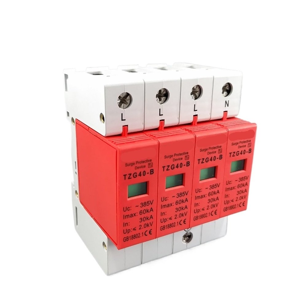 AC SPD 3P+N 30KA~60KA B ~385VAC House Surge Protector Protective Low-Voltage Arrester Device 1Pcs