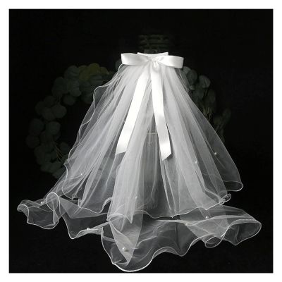 YMGSCC Registration Photo Prop Light Veil Short White Veil Proposal Bow Headpiece