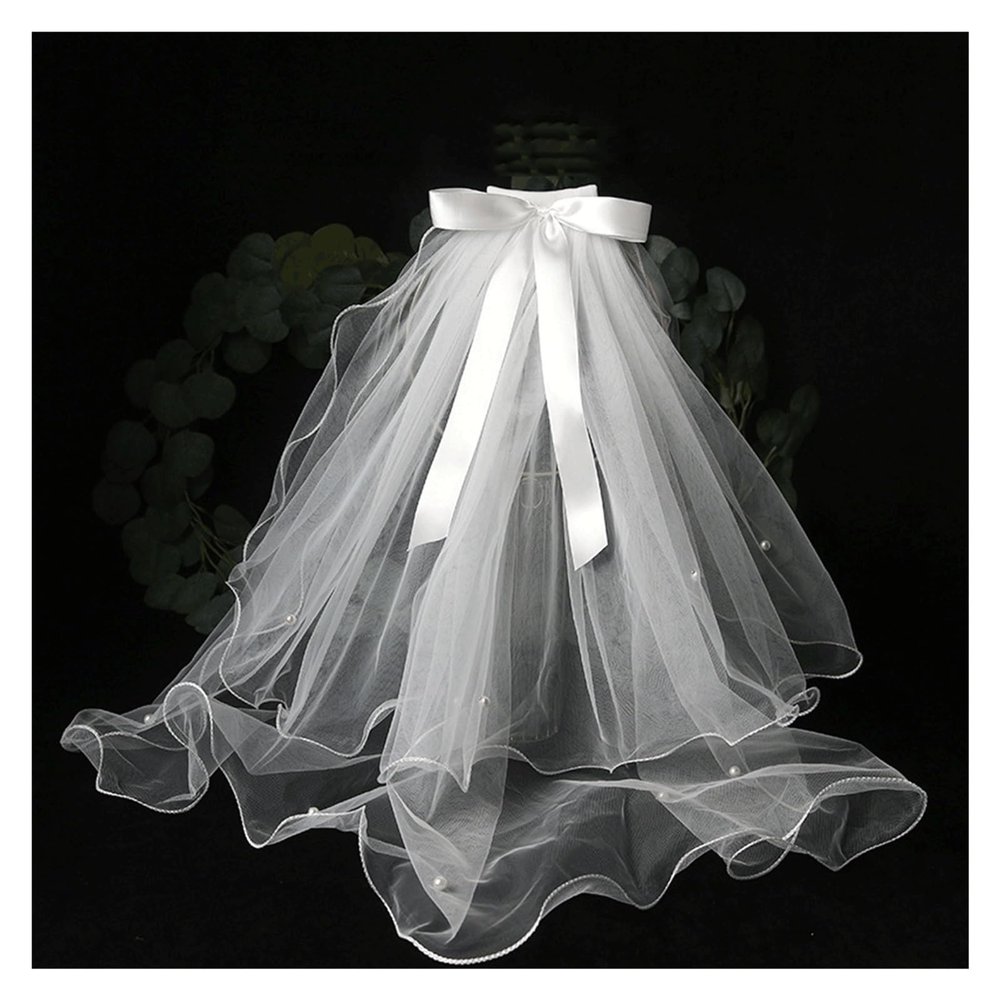 YMGSCC Registration Photo Prop Light Veil Short White Veil Proposal Bow Headpiece