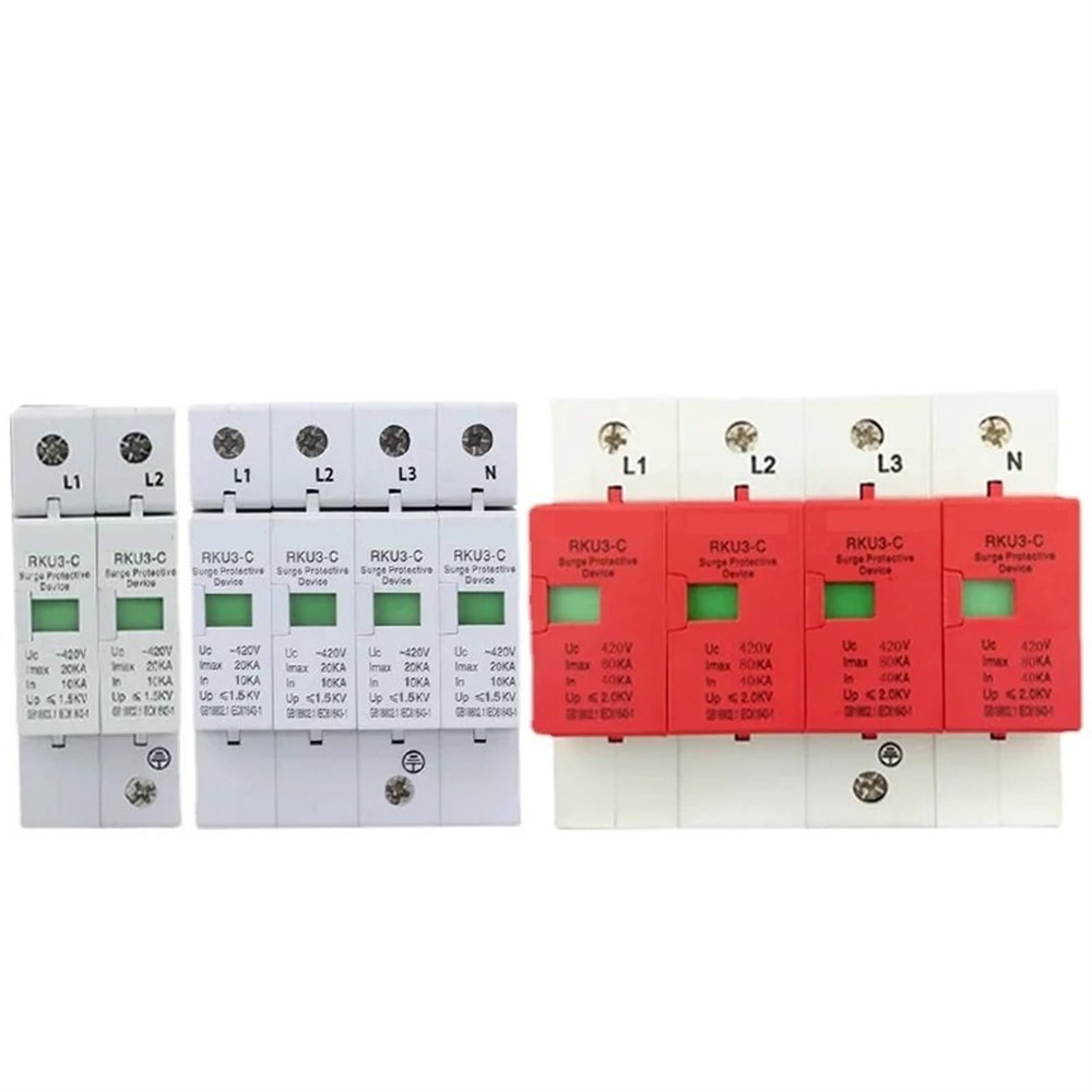 Surge Protective Device 4P 10KA 20KA 30KA 40KA 50KA Voltage Protector Solar PV Photovoltaic Arrester Low-Voltage 1Pcs(40KA-80KA)