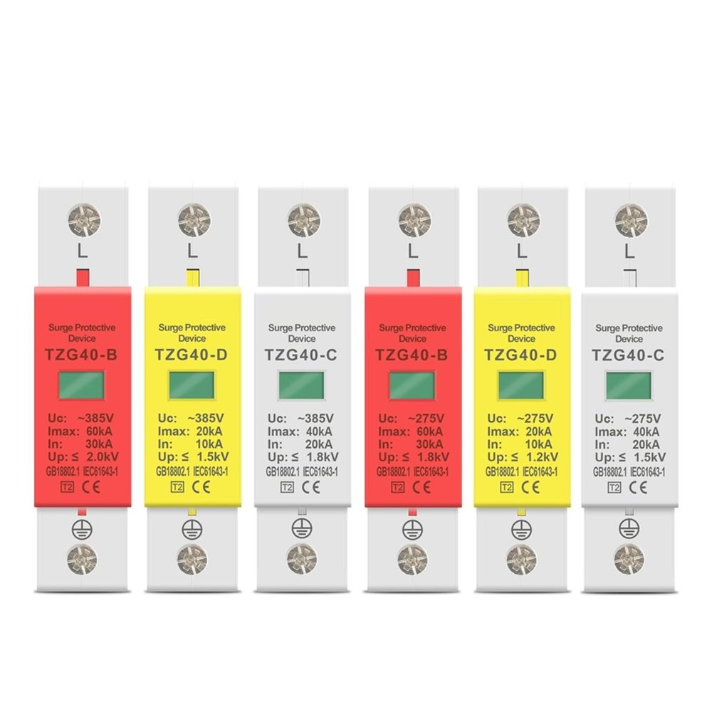 AC SPD 1P 40KA House Surge Protector Protection Protective Low-Voltage Arrester Device 275V 385V 1Pcs(420V,20-40KA)