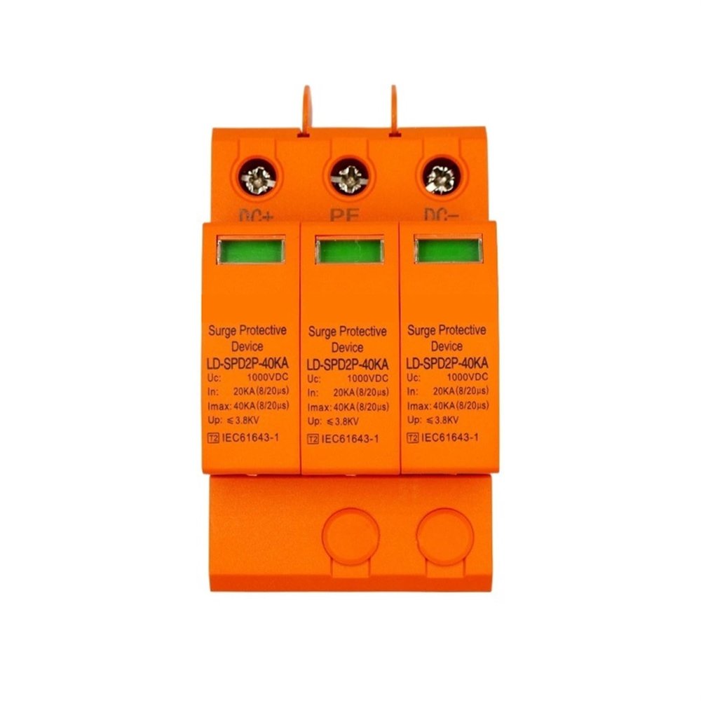 DC Surge Protector PV SPD 500V 1000V 20KA 40KA SPD 2 Poles 3P with PE Wind Generator 1Pcs(3,1000VDC)
