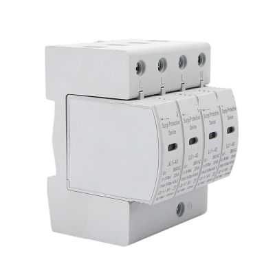 AC SPD 4P Surge Protector 20KA~40KA 385V Household Surge Protector Protection Low-Voltage Arrester Guide Rail Installation 1Pcs