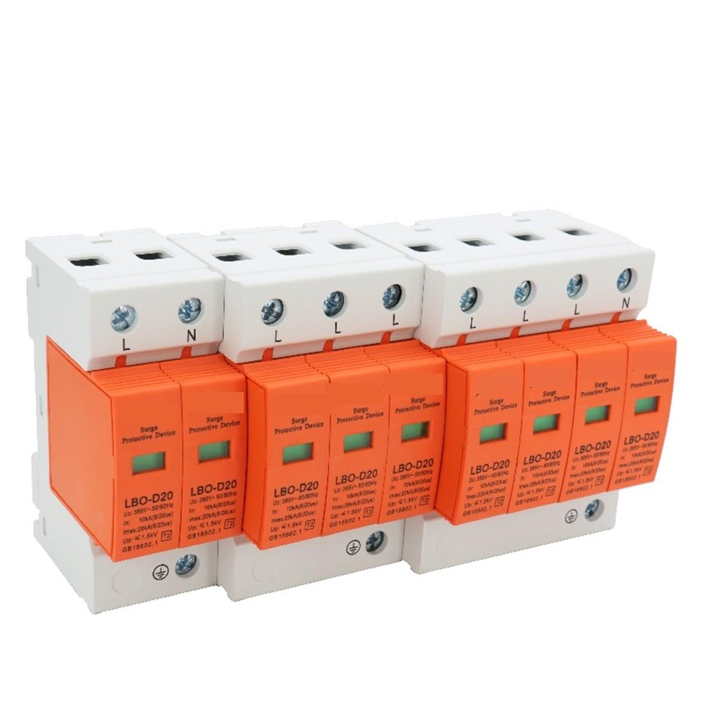 AC SPD Surge Protector LBO Low Voltage Distribution Household Arrester Protection Device 2P 3P 4P Switch Module 1Pcs(4P AC,10-20KA(385V))