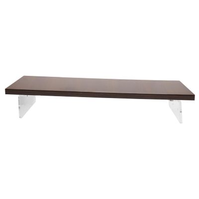 HAPINARY Acrylic Desktop Monitor Riser Storage Organizer Height Stand for Eye Health Walnut Color Sturdy and Easy to Clean Computer Display Holder