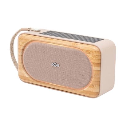 House of Marley Roots Solar Speaker - Portable Bluetooth, IP67 Water-Resistant, 14 Hr Playtime, Solar Charging, Quick Charge, Bottle Opener, Stereo Pair, Eco-Friendly Bamboo Design (Cream)