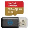 SanDisk MicroSDXC 128GB UHS-I Extreme Card Compatible with GoPro Hero (2024) and Hero 13 Action Cameras (SDSQXAA-128G-GN6MN) Bundle with (1) Everything But Stromboli MicroSDXC Card Reader view 1