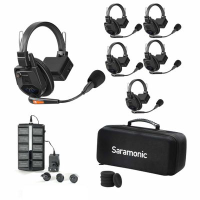 Saramonic WiTalk9-5S 5-Person 1.9GHz Full-Duplex Wireless Intercom System with 500m Range, expandable to 30 Users, 10 Batteries, 10-Bay Charger & Case