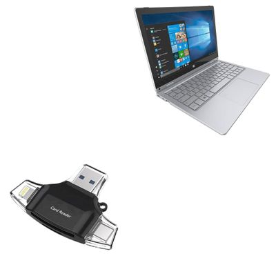 BoxWave Smart Gadget Compatible with Trekstor Primebook C11 Convertible - AllReader SD Card Reader, microSD Card Reader SD Compact USB - Jet Black