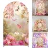 Aerdce Floral Fantasy Fairy Tale Wonderland Arch Backdrop Cover Castle Theme Stretchy Arched Stands Covers for Princess Birthday Party Decoration(Only Cover) view 2
