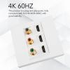 LOCADENCE Media Outlet Wall Plate, 3.4 X 3.4in HD Multimedia Interface RCAs Wall Plate with 3 Port 4K 60HZ 1080P HD Hdmi Interface 2.0 and 3 Port RCAs Keystone Jack view 2
