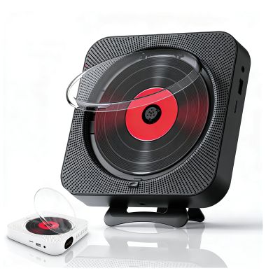 Portable CD Player with Bluetooth, Desktop CD Music Player, Bluetooth CD Player for Desktop with HiFi Sound Speaker, Wall Mountable CD Players Music Player, Support AUX USB (Black)