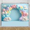 10x8ft 3D Balloon Birthday Backdrop Pink Blue Hot Air Balloon Kids Birthday Photography Background Boy Girl First Birthday Backdrop 1st Bday Party Decorations Portrait Photo Studio Banner view 1