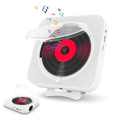 Portable CD Player with Bluetooth, Desktop CD Music Player, Bluetooth CD Player for Desktop with HiFi Sound Speaker, Wall Mountable CD Players Music Player, Support AUX USB (White)