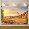 10x6.5ft Pyramid Backdrop Desert Sunset Photography Background Ancient Egyptian Pyramid Backdrop Sand Dunes Desert Scene Coconut Tree Scenery Background Egypt Party Supplies Studio Photo Shoot Props view 4