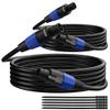 Elecan Professional Male Speakon to Speakon Cable 4 Ft/2 Pack, 12AWG Heavy-Duty High Power Audio Cord DJ/PA Amplifier Speaker Cable Wire with Twist Lock, 9.5mm OD, Black +Ties view 1