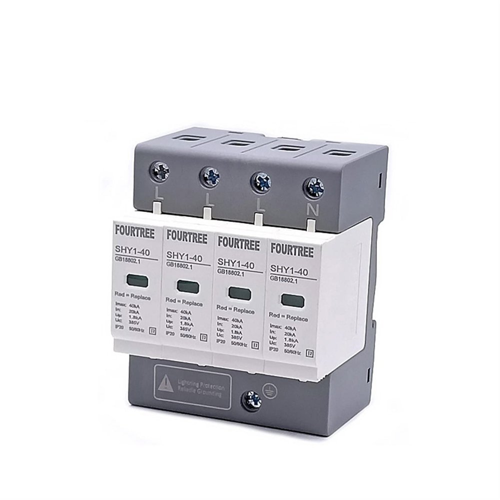 EKINS AC SPD Surge Protection 2P 3P 4P 1020KA/2040KA /30KA60KA House Lightning Protector Low-Voltage Arrester Protective Device(4P,30-60KA)