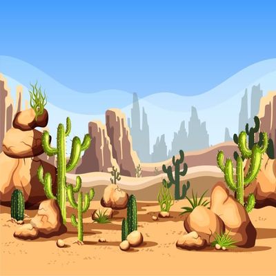 10x6.5ft Desert Backdrop Cartoon Desert Photography Background Blue Sky Sand Dunes Prickly Cactus Saguaro Backdrop Desolate Desert Natural Landscape Background Children Adult Portrait Photo Shoot