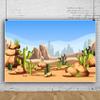 10x6.5ft Desert Backdrop Cartoon Desert Photography Background Blue Sky Sand Dunes Prickly Cactus Saguaro Backdrop Desolate Desert Natural Landscape Background Children Adult Portrait Photo Shoot view 2