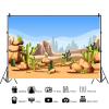 10x6.5ft Desert Backdrop Cartoon Desert Photography Background Blue Sky Sand Dunes Prickly Cactus Saguaro Backdrop Desolate Desert Natural Landscape Background Children Adult Portrait Photo Shoot view 3