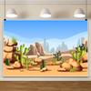 10x6.5ft Desert Backdrop Cartoon Desert Photography Background Blue Sky Sand Dunes Prickly Cactus Saguaro Backdrop Desolate Desert Natural Landscape Background Children Adult Portrait Photo Shoot view 4