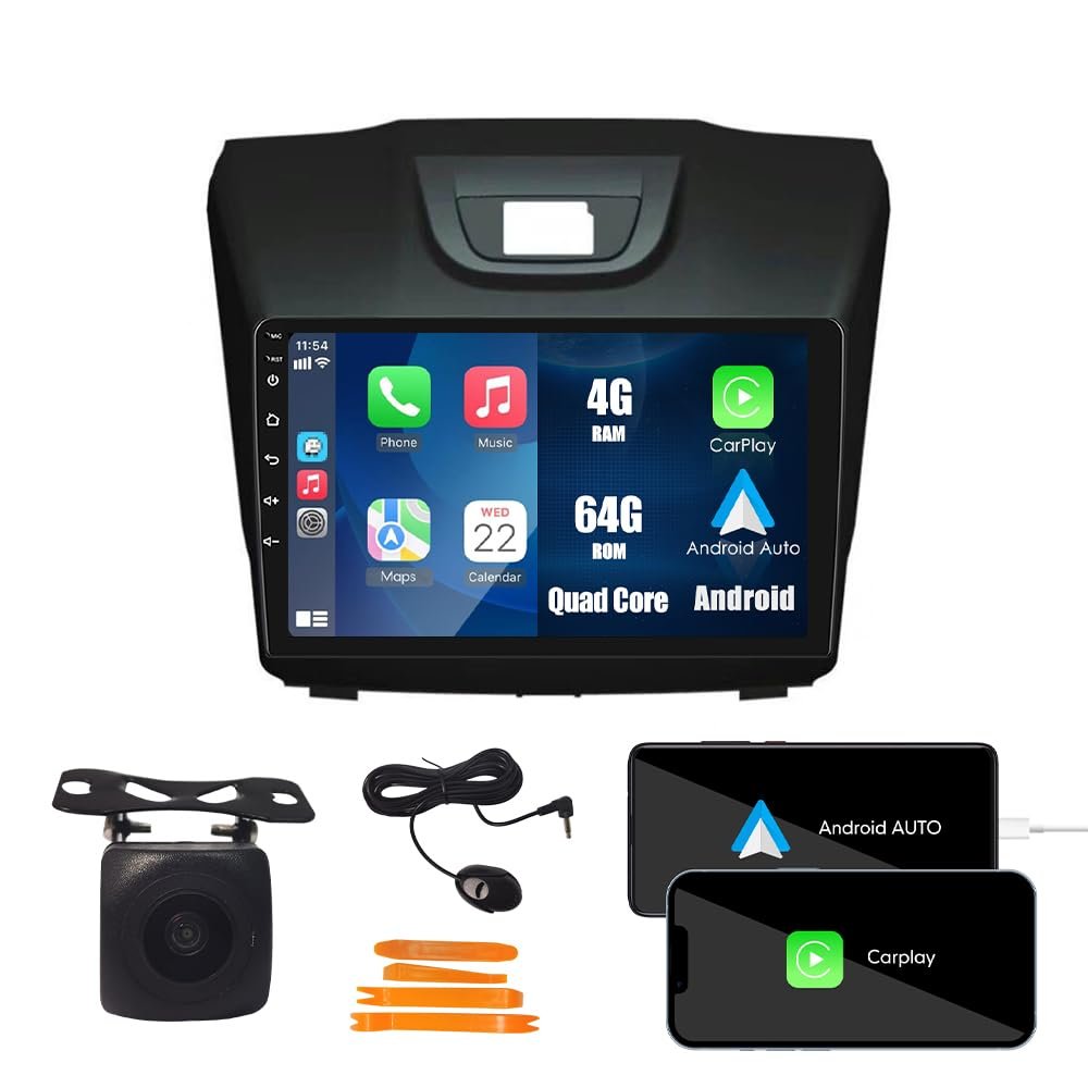 [4G 64G] Android Car Stereo FM Radio Carplay Android Auto 9" Touchscreen Headunit Media Player with Backup Camera for Isuzu D-MAX 2015 2016 2017 2018 2019 / Mu-X 2015 2016 2017