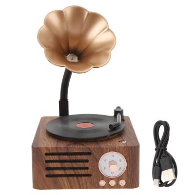 Portable Speaker, Vintage Style Retro Gramophone Music Player, Mini Record Player Stereo Speaker, for Holiday Party Birthday