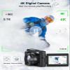 4K Digital Camera for Beginners & Teens, Autofocus 48MP Vlogging Camera for YouTube, 3'' 180Flip Screen Camera with Flash 16X Zoom, 32G Card Battery Charger Black, Easy to Use view 2