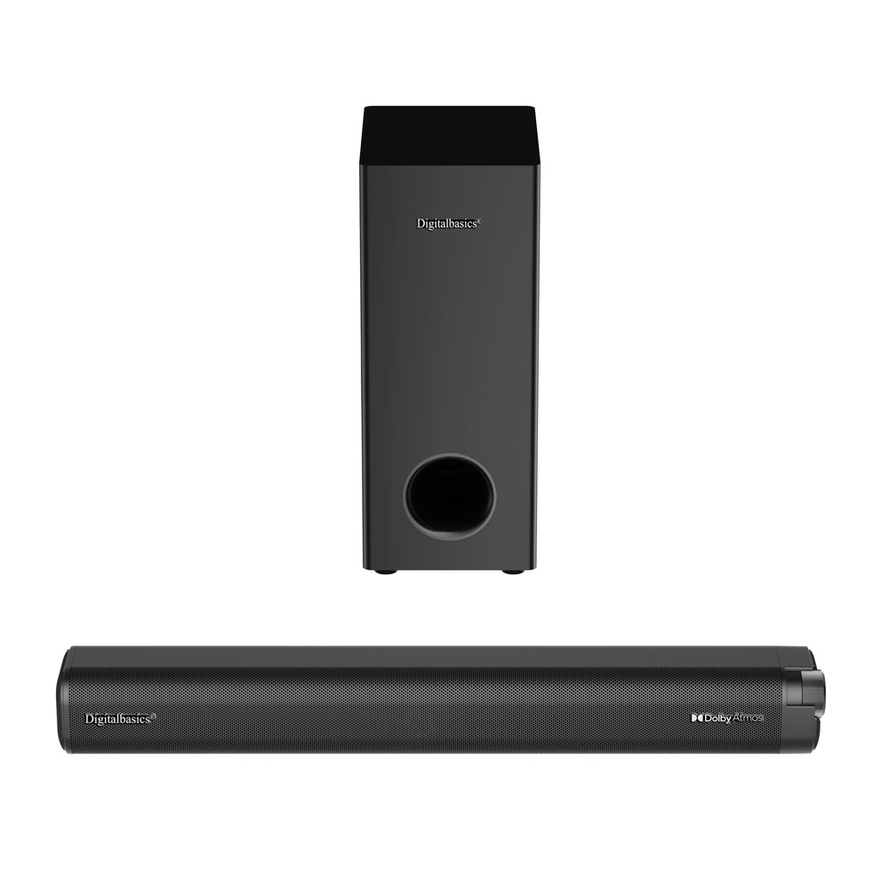Digitalbasics 2.1CH Dolby Atmos Soundbar with Subwoofer, 120W Clear Dialogue 5.3 Bluetooth Speaker 70W Subwoofer, Deep Bass Home Theater Surround Sound System for TV, Multiple Connection Easy Setup