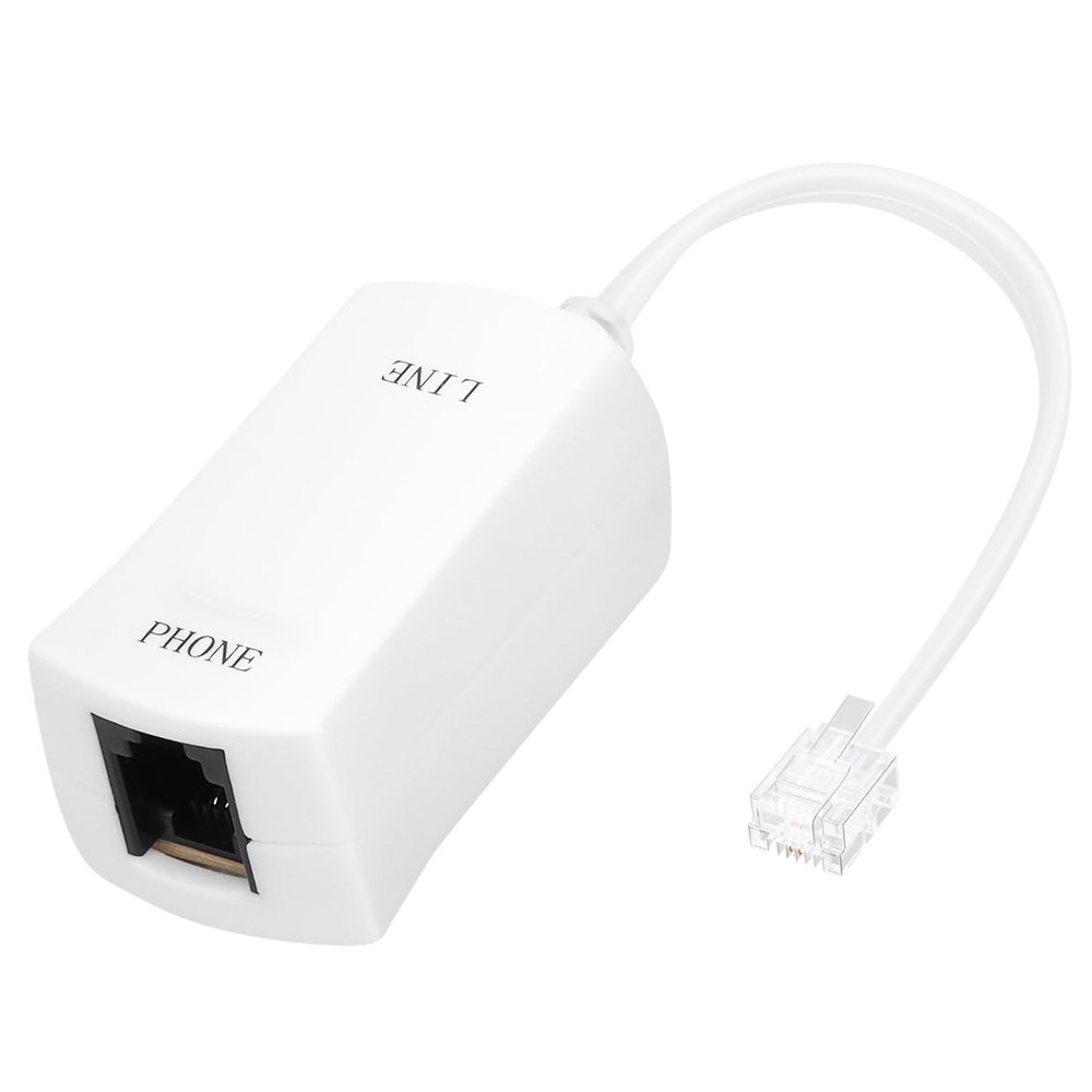 Uvital DSL Filter for Landline Phone, 1 Pack DSL Modem Phone Filter Adapter, RJ11 6P2C Male to Female ADSL Cable in-line ADSL Filters for Fax Machines/Answering Machines, White
